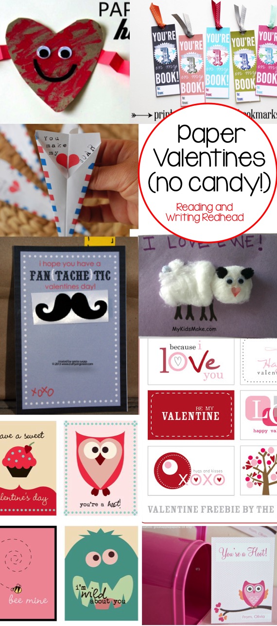 Paper valentines- no candy from Reading and Writing Redhead