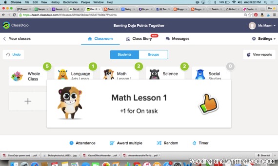 A unique way to introduce Class Dojo - going beyond individual student points - blog post from Reading and Writing Redhead