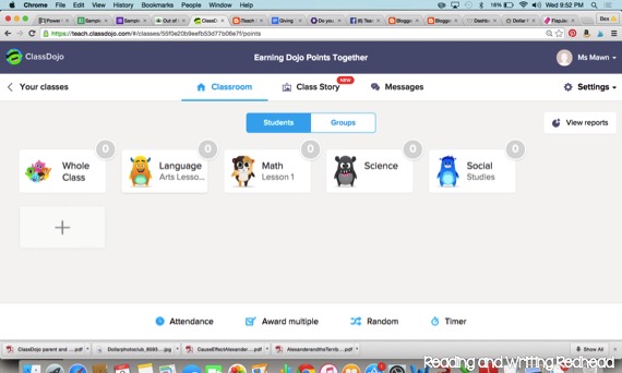 A unique way to introduce Class Dojo - going beyond individual student points - blog post from Reading and Writing Redhead