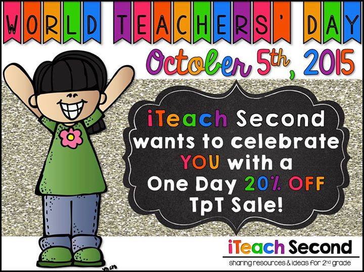 SALE at Reading and Writing Redhead's TPT Store for World Teacher Day!