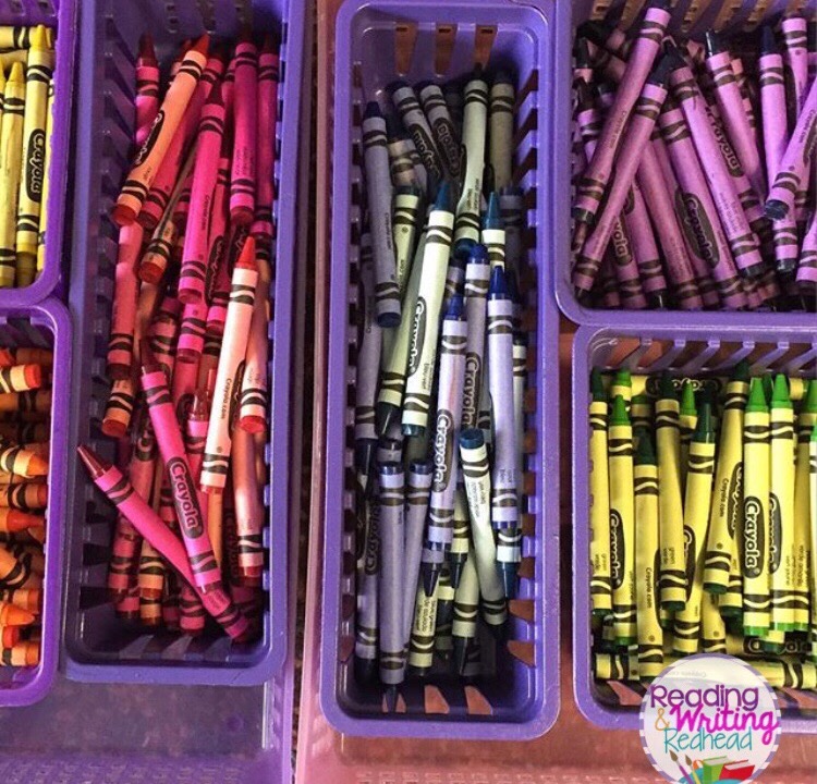 Crayons sorted by color - flexible seating