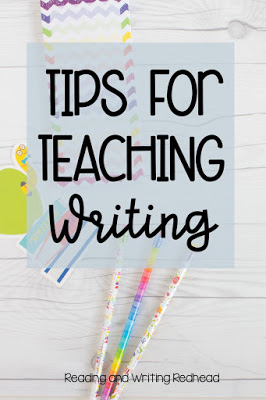 Image of pencils on wood table with label Tips for Teaching Writing