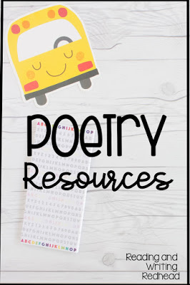 Poetry resources on white wood background