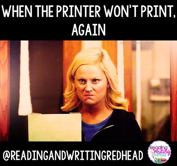 Mad lady with paper because printer is not working