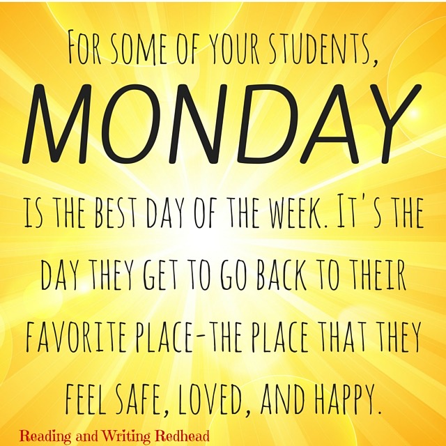 Image stating Monday is the best day of the week for many students