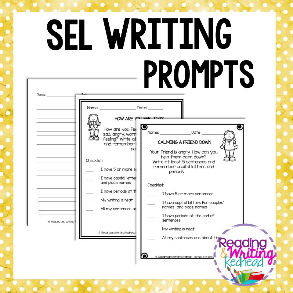 Printable SEL writing prompts cover