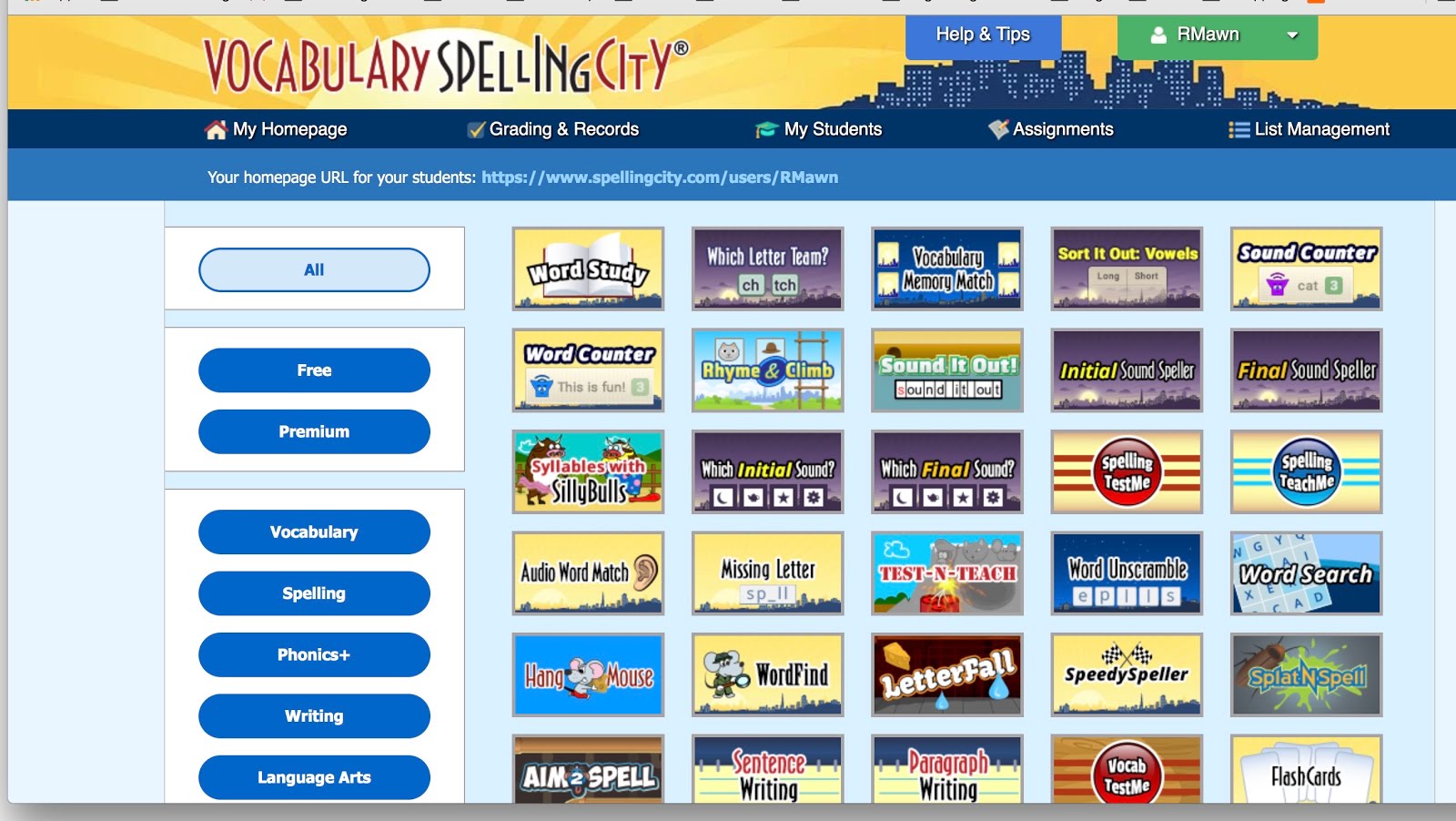 Spelling city website image