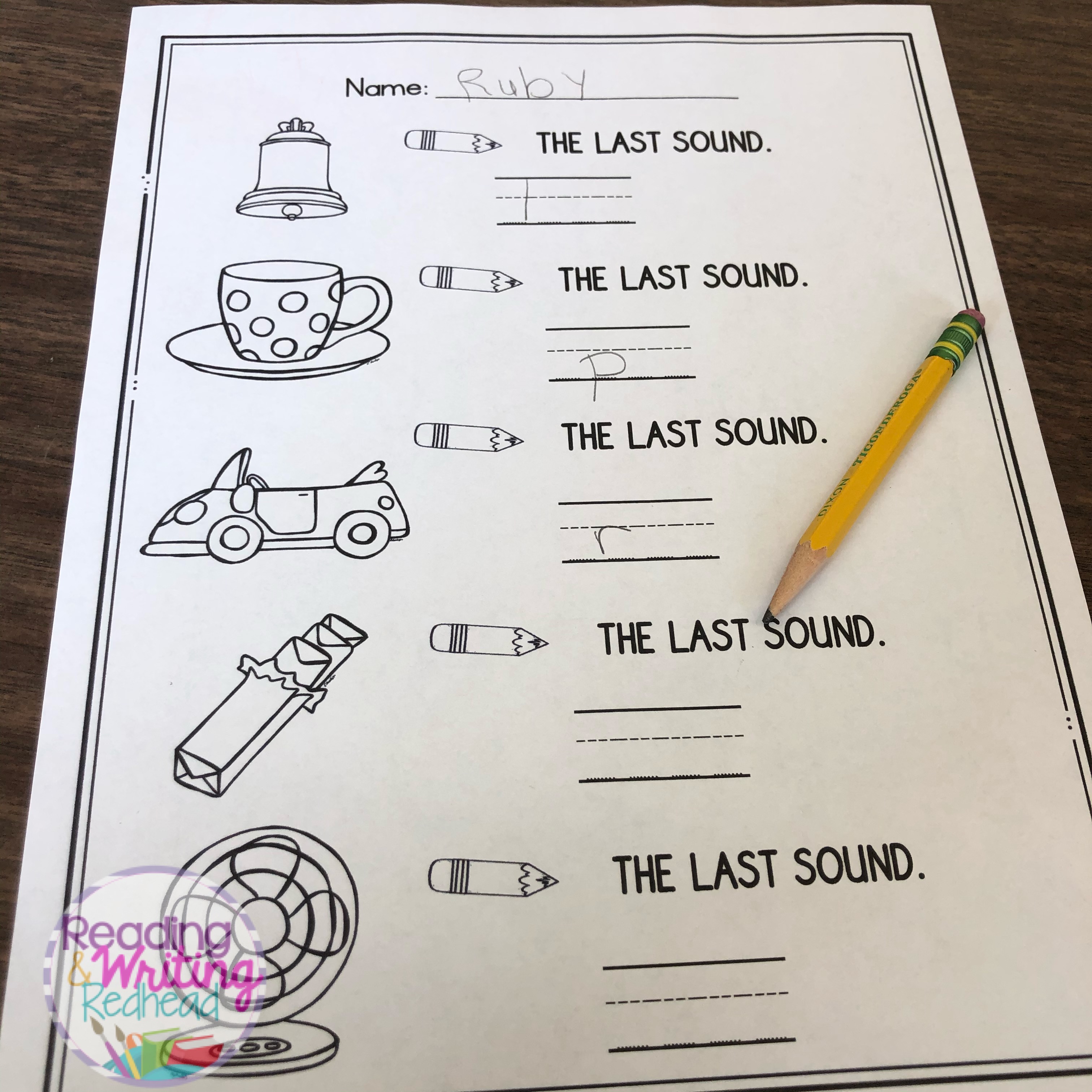 Write the last sound of the word