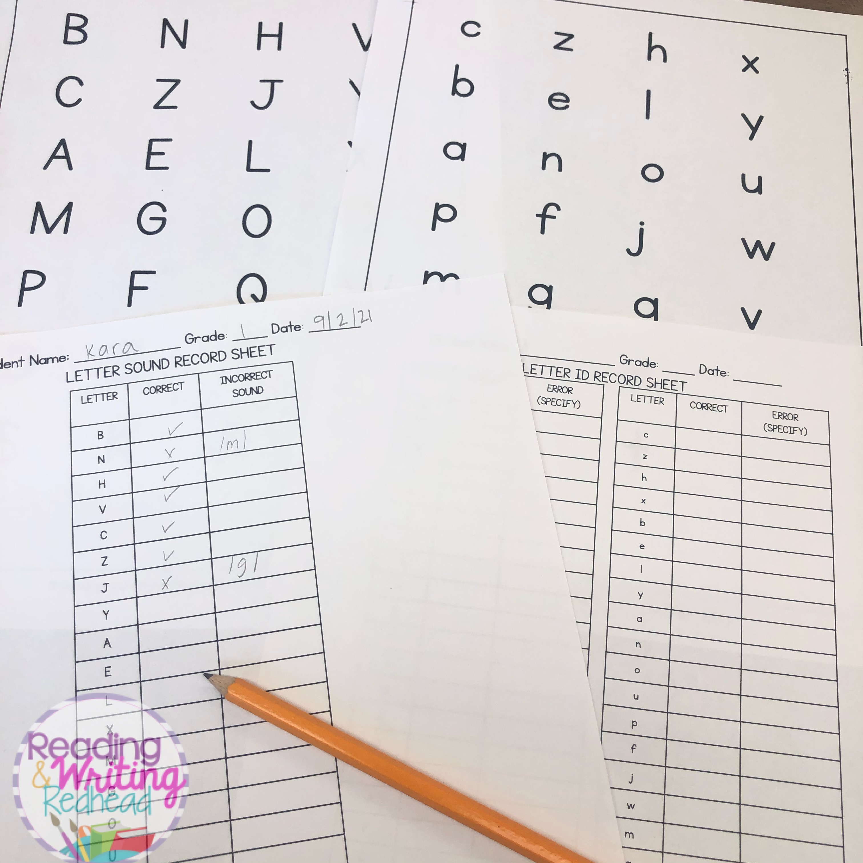 Letter identification and sound assessment