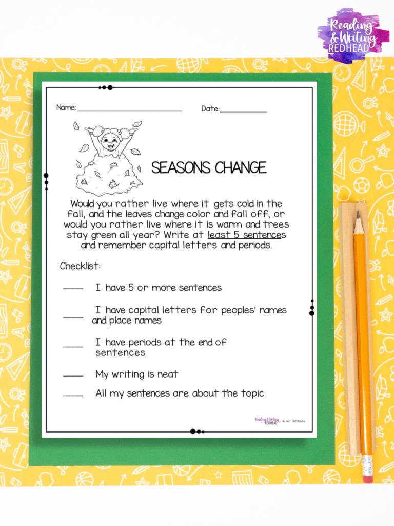 Back to school activities - Fall writing prompt freebie