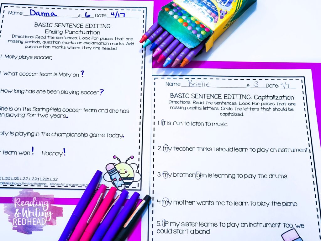 5 Tips for Teaching Capitalization and Punctuation I can posters EDITING bundle 7
