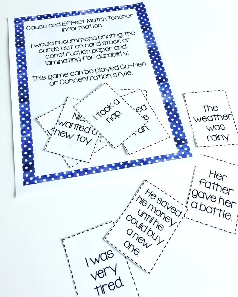 Strengthen Cause and Effect Skills: 7 Valuable Strategies for Your Readers Match up activity
