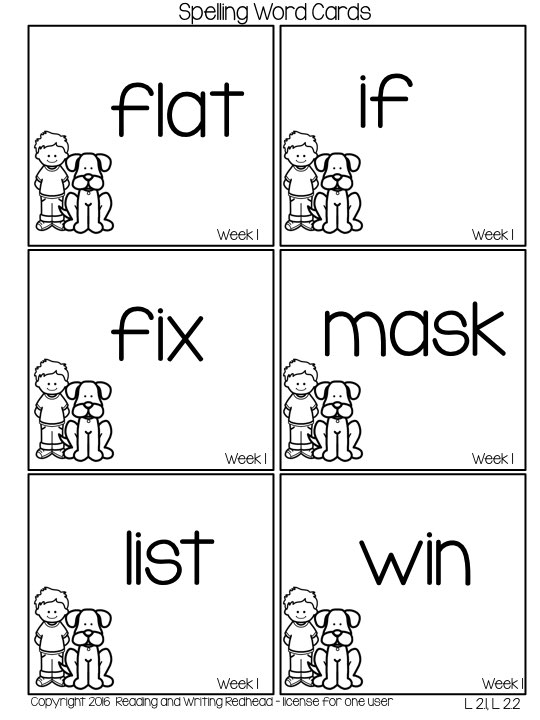 Spelling cards