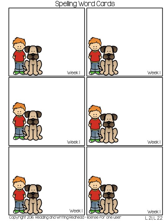 Spelling cards