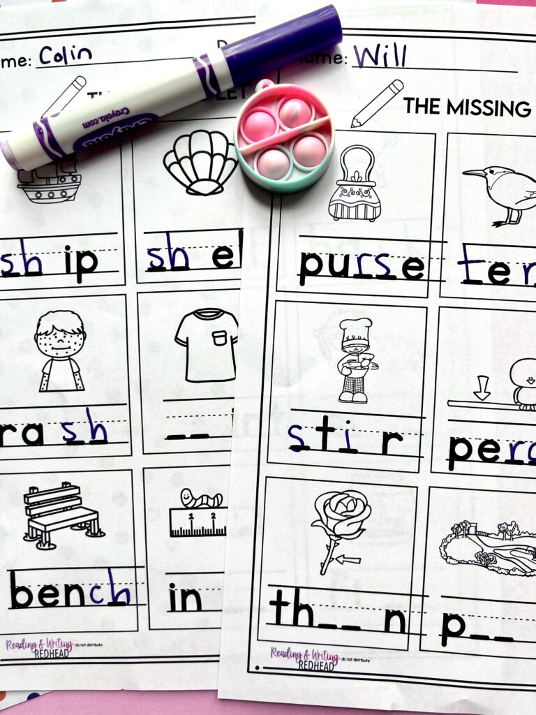 2nd grade phonics review back to school fill in missing letters