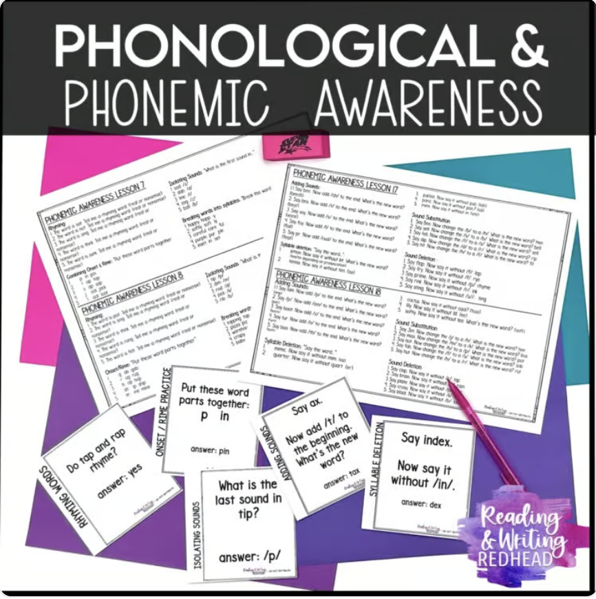 phonemic and phonological awareness task cards and lesson plans bundle