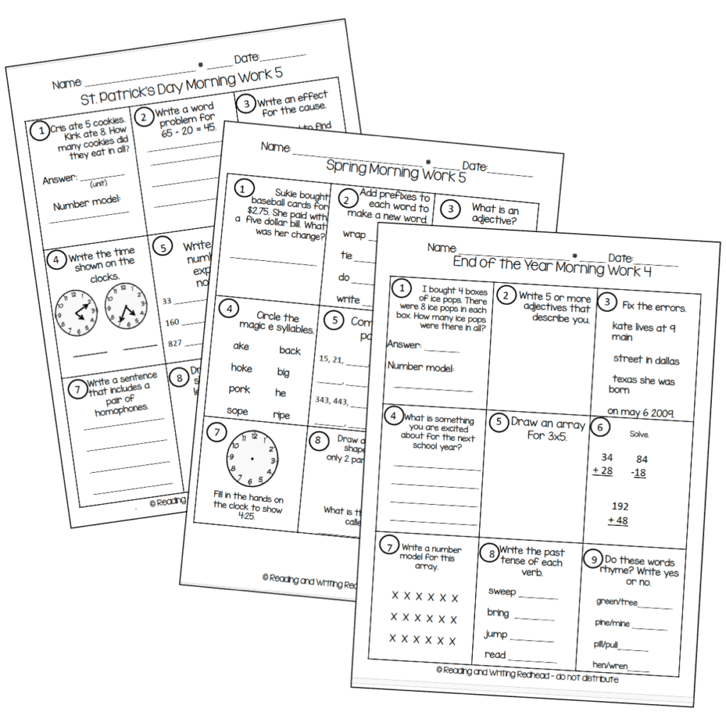 Start the day in 2nd grade morning work 3