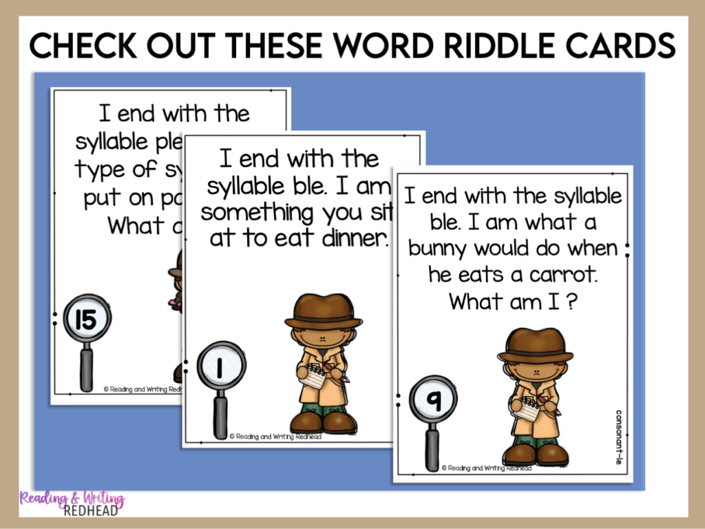 Mystery word riddles bundle color cards