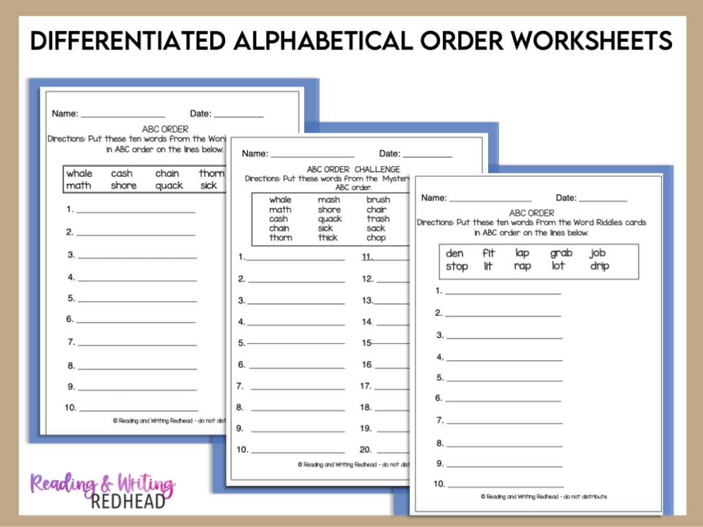 Mystery word riddles bundle alphabetical abc order worksheets